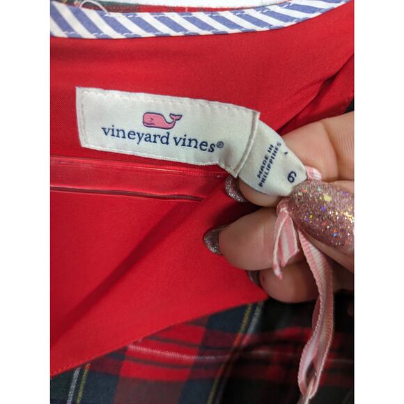 Vineyard Vines Plaid Greenwich Sheath Dress Flutter Sleeve Red Size 6 NWT - Picture 5 of 10